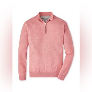 Peter Millar Clay Rose Canton Striped Quarter-Zip Sweater Pullover Red/Pink